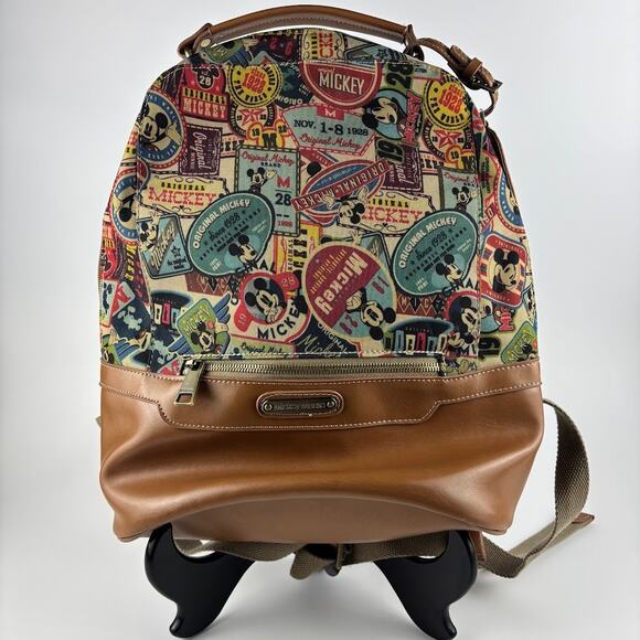 Disney Mickey Mouse Backpack / Travel Bag "Original Mickey" Vtg Sticker Print - Picture 1 of 9